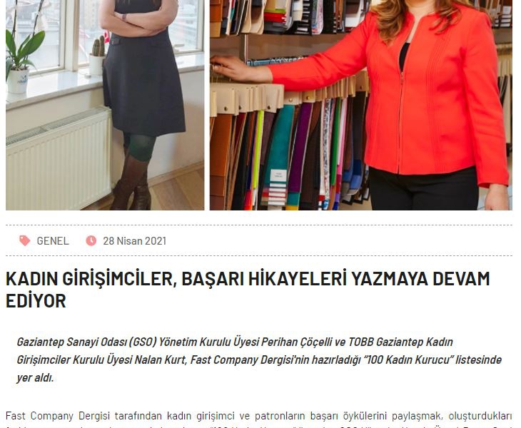 KADIN GİRİŞİMCİLER, BAŞARI HİKAYELERİ YAZMAYA DEVAM EDİYOR-GAZİANTEP SANAYİ ODASI