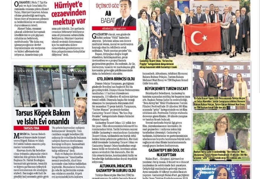 Hürriyet Gazetesi Moral Veren Ödüller Köşesindeyiz.