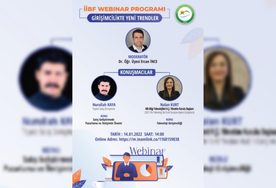 Iğdır Üniversitesi İİBF Proğramı Girişimcilikte Yeni Trentler Webinarına Konuk Olduk!