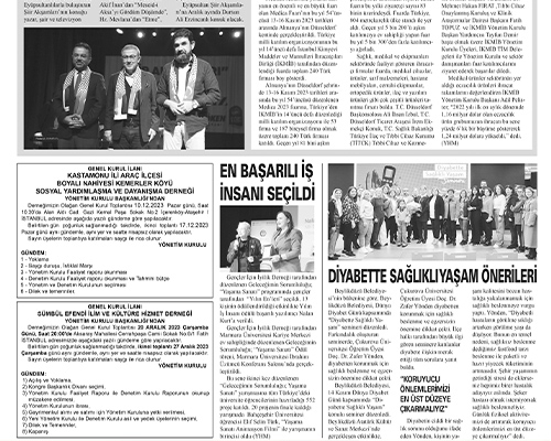 Yönetim Kurulu Başkanımız Sayın Nalan Kurt en Başarılı İş İnsanı seçildi başlığı ile Yeni Gün Gazetesinde